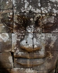 16 DSC1234 Bayon  Smiling face of Bodhisattva Lokeshvara at Bayon Temple